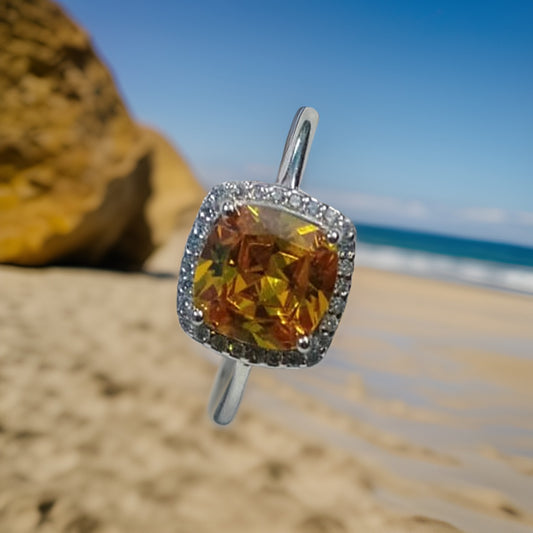 Dyed Citrine Swarovski Ring