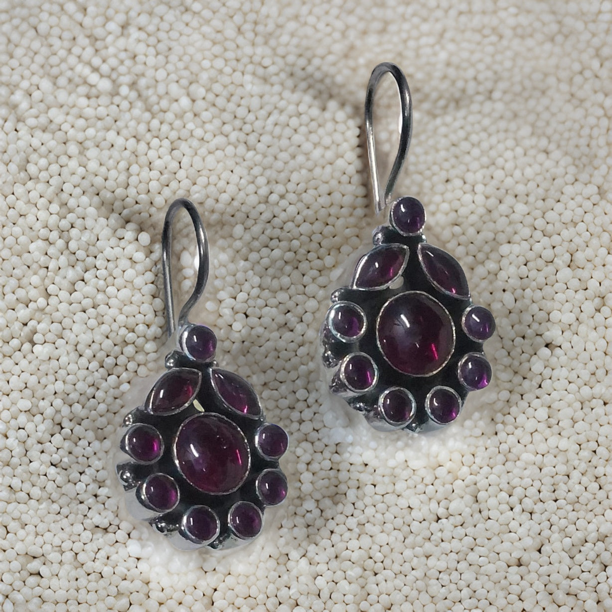 Garnet Hoop Earrings