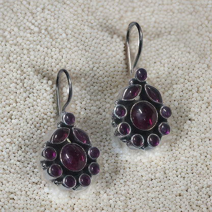 Garnet Hoop Earrings